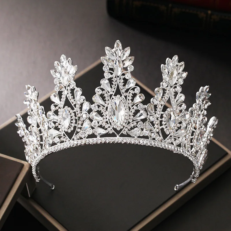 Барочная роскошь кристальная большая капля свадебные тиары корона стразы конкурс диадема ободки свадебные аксессуары для волос Tiara De Noiva.