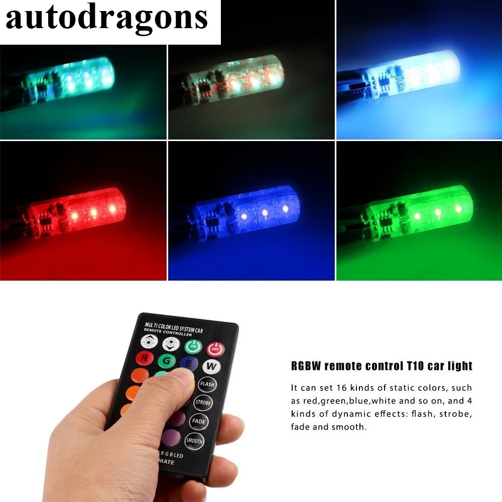 Autodragon 2x веселый стиль w5w T10 светодиодный 168 194 светильник пы чипы RGB 16 холодных