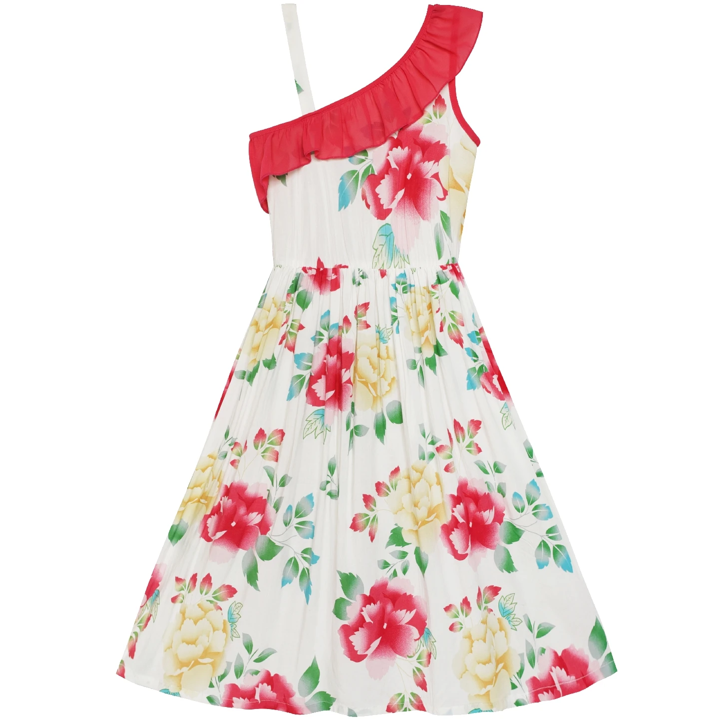 Sunny Fashion платья для девочек платье Цветок Девушка Платье Цветочный Одно плечо