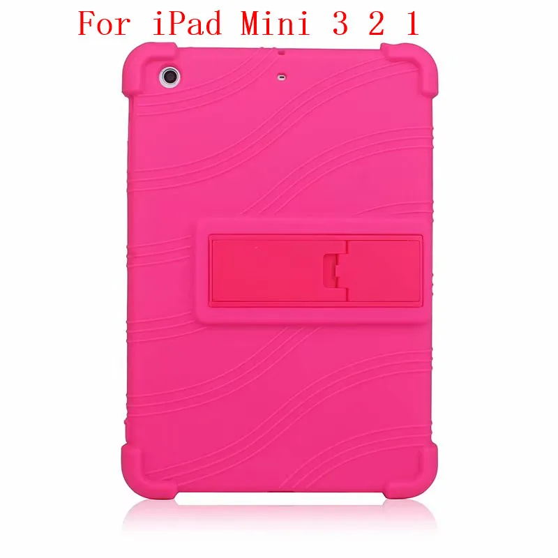 Силиконовый чехол для Apple iPad Mini 5 чехол для детей противоударный для iPad Mini 4 3 2 1 мягкие чехлы - Цвет: Mini 3 2 1 Hot Pink
