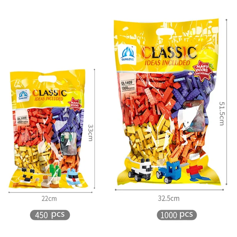 

Dubbi 1000pcs 450pcs Building Blocks diy brick with accessory kits Compatible legoe Educational Toys Bulk For Children Gift