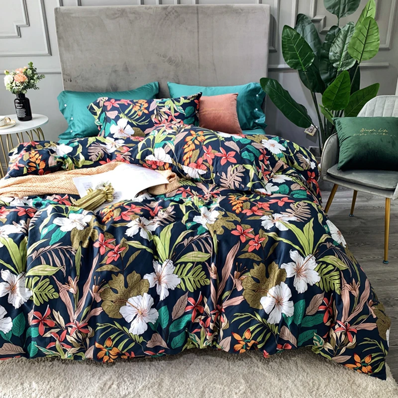 

European style floral bed linen sheets 600TC Egyptian cotton bedding sets duvet cover 4pcs double queen king bedspreads #sw