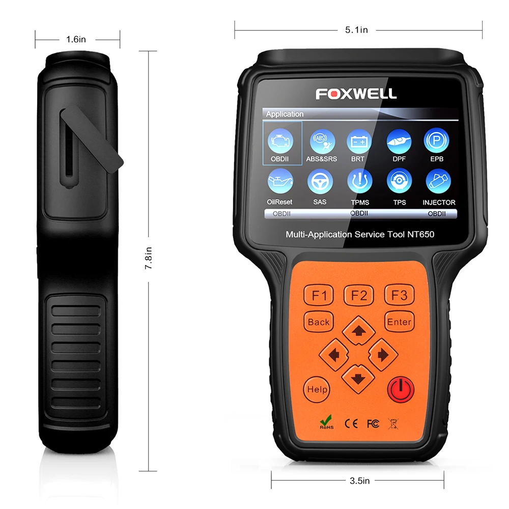 FOXWELL NT650 OBD2 автомобильный диагностический инструмент Автомобильный сканер двигателя ABS SRS EPB масляный Сервис Сброс Инжектор Кодирование OBD2 сканер