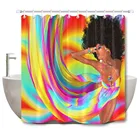 LB дискотека с ретро прической афро африканская Женская душевая занавеска с ковриком в комплекте ткань для ванной для художественного декора ванны для девушек