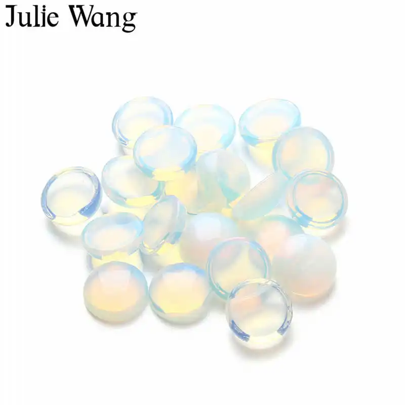 Julie Wang 10 шт. 4 18 мм белый опал кабошон мужские сделанные на плоской подошве камея