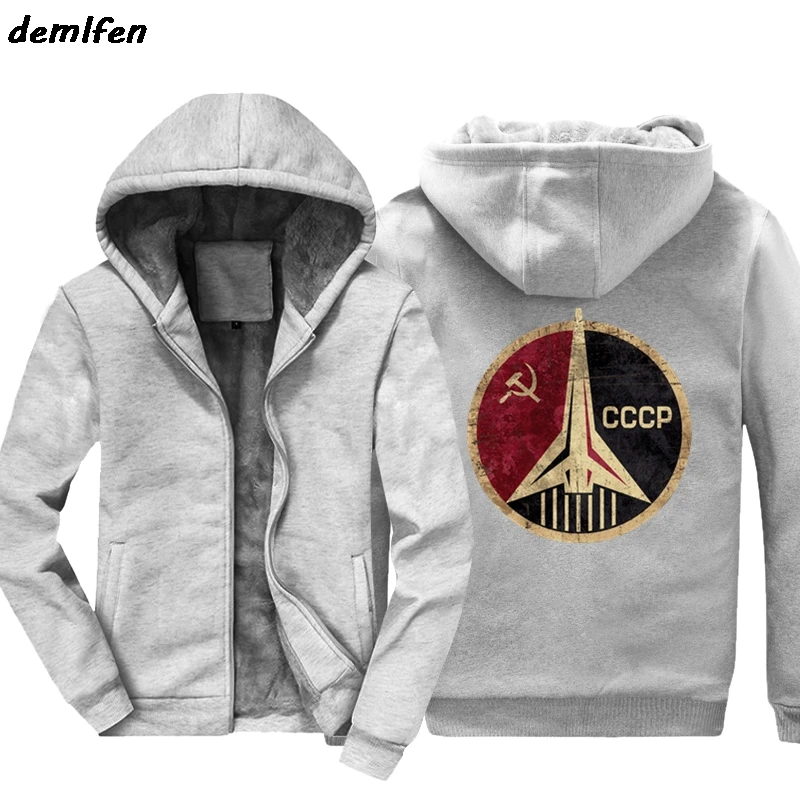 CCCP, русские, советские, СССР, космические гонки, Мужская толстовка, Россия, Россия, мужская куртка, утолщенные топы, мужская толстовка с капюшоном - Цвет: gray