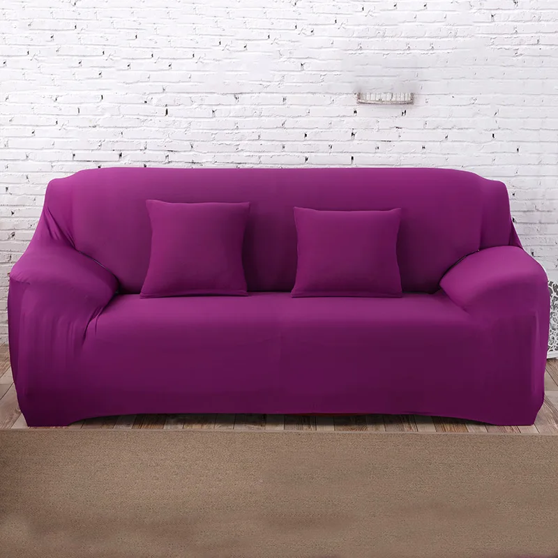 O-Dark purple Эластичный чехол для дивана, Твердый эластичный чехол для дивана в форме L, чехлы для дивана, чехол для дивана, Одноместный, двойной, Трехместный, чехлы для дивана, для гостиной - Цвет: O-Dark purple