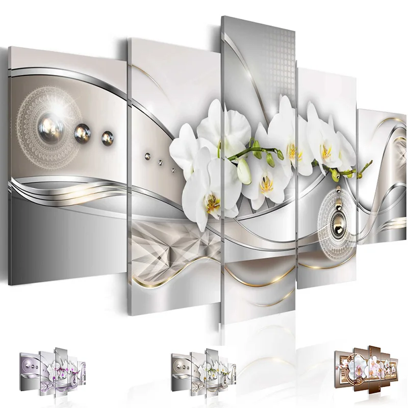 Картина на холсте с изображением красивых орхидей 5 шт.|Рисование и каллиграфия| |