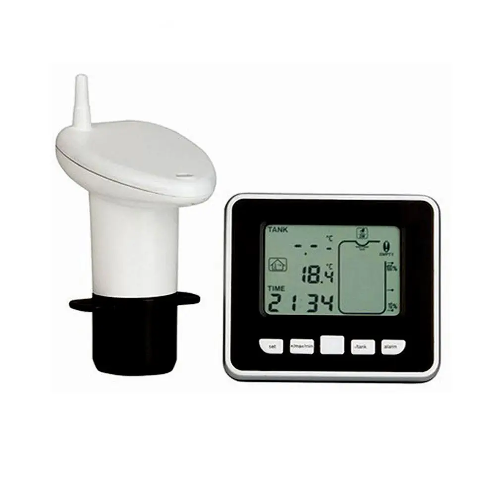 Misuratore di livello di profondità del liquido del serbatoio ad ultrasuoni Wireless con indicatore di livello dell'acqua del sensore termico di temperatura