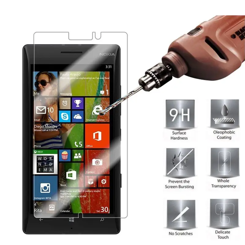 10 шт. закаленное Стекло чехол с подставкой и отделениями для карт Nokia Lumia 930 Экран