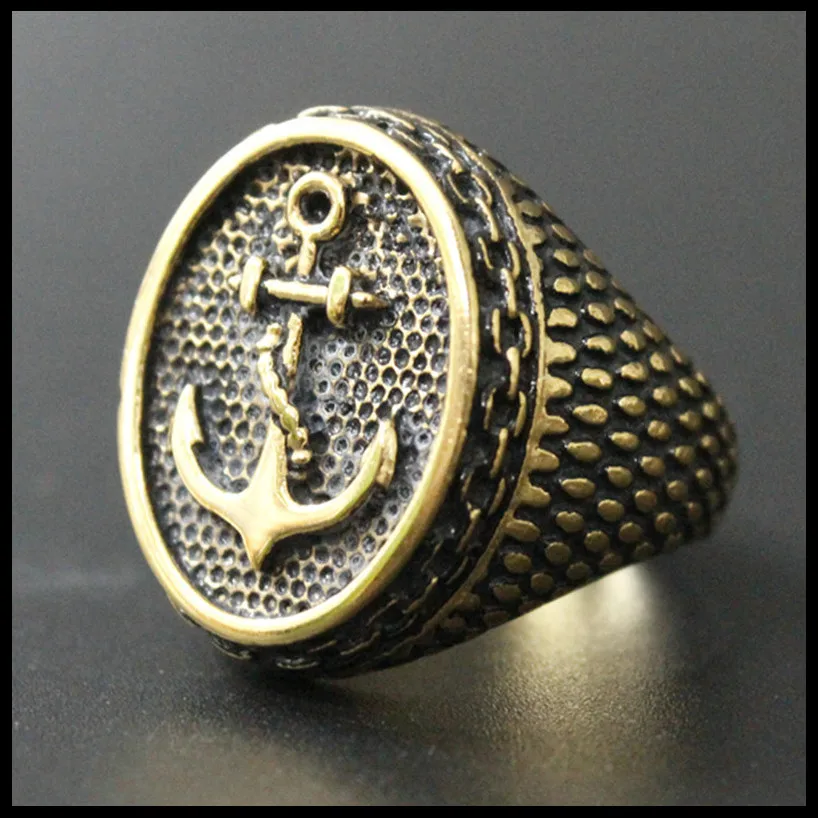 3 шт./лот Золотое кольцо с якорем Крутое из нержавеющей стали 316L в байкерском