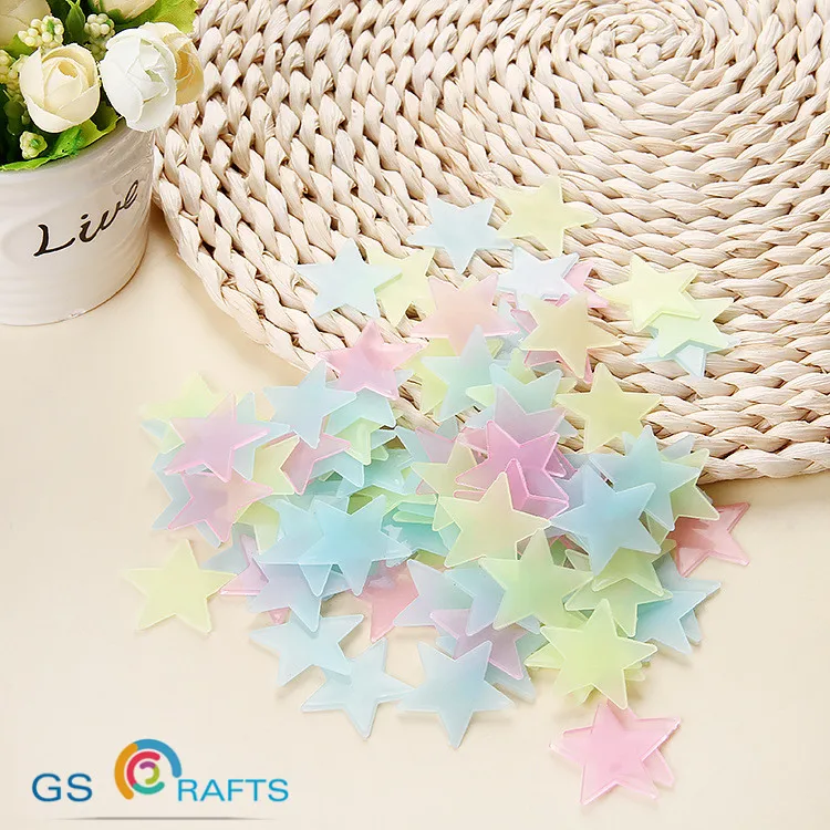 100pcs Stars Glow In Dark Luminous Fluorescent Plastic Wall Sticker Home Decor Decal Wallpaper Decorative Special Festival | Дом и сад