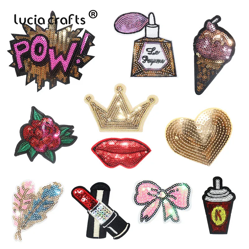 Lucia crafts многоцветные нашивки с блестками железная корона для губ ПРИШИТАЯ