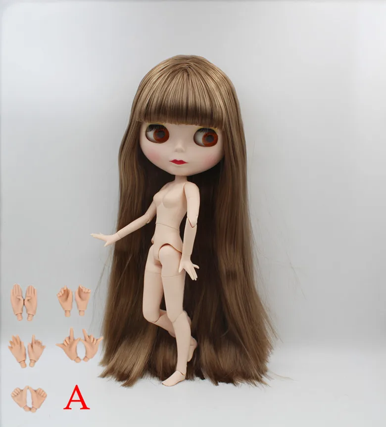 Doll A Blygirl, Blyth doll, темно-серебряные челки Прямые волосы, 1/6 Обнаженная кукла, 19 суставов, новая кукла-ракушка для лица, может сделать для нее - Цвет: Doll A