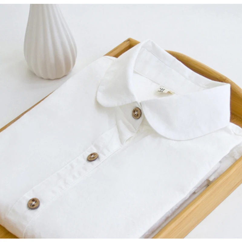add new Blouses women Turn Down Collar Casual High Street Woman Fashion Shirts Feminino cotton white New Women