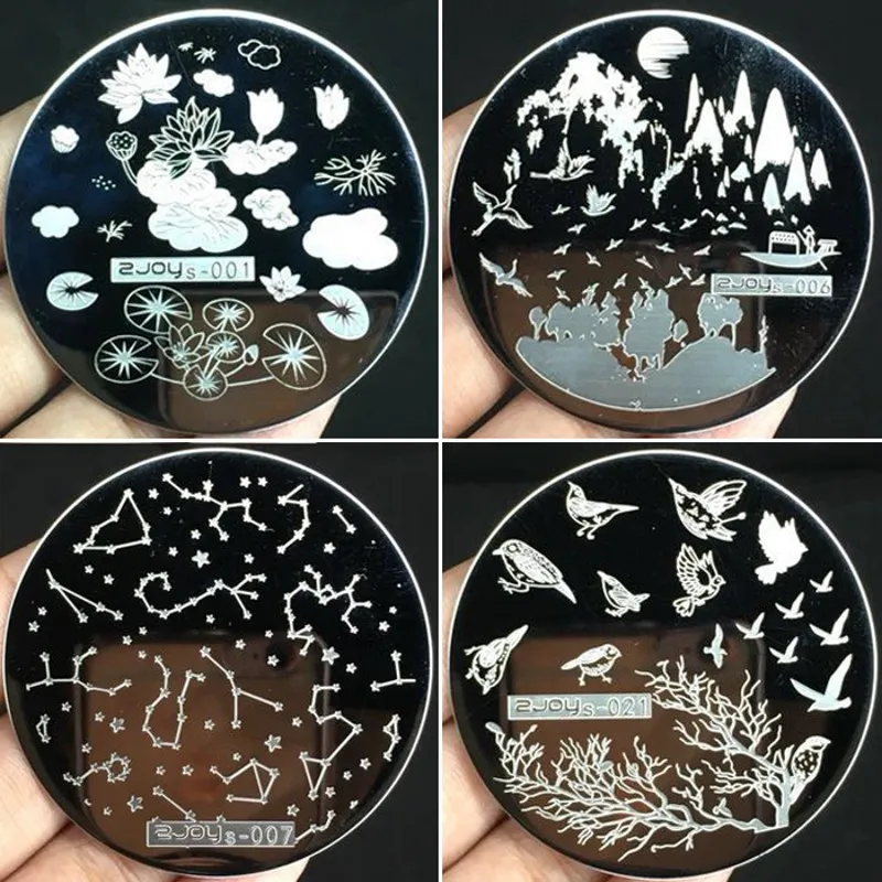 

1pc (5.6cm) Nail Art Stamp Stamping Plates Template ZJOYs 01-65 Cute Animal Flower Rose Lace Pattern Image Round Manicure Plates