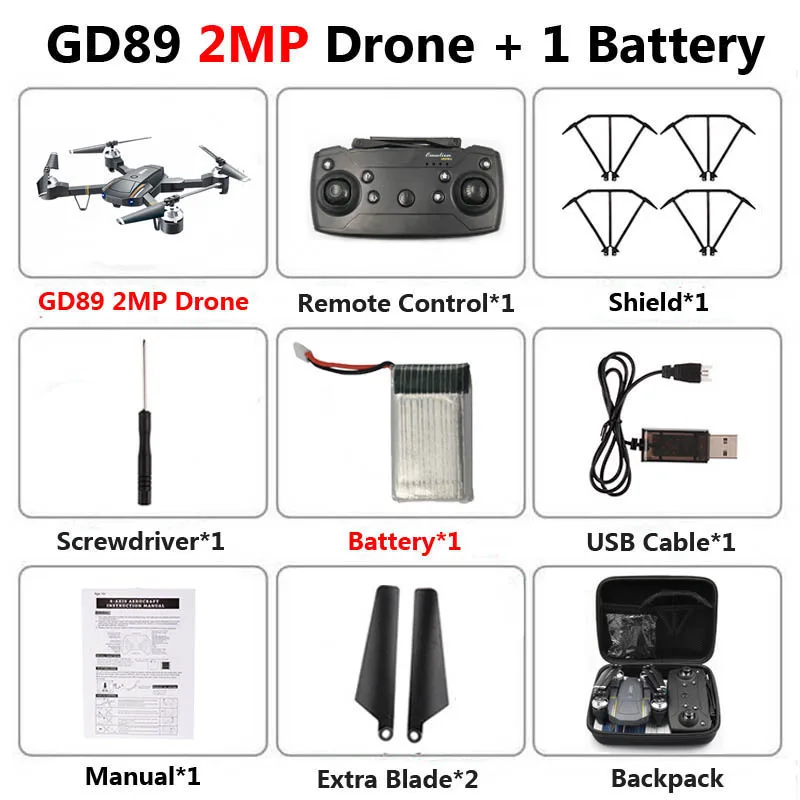 GW58 2MP 1B Bag GW58 складной Дрон с камерой HD 2MP FPV Wi-Fi высота удержания антенна видео селфи RC Квадрокоптер вертолет детская игрушка VS SG106 E58 - Цвет: GW58 2MP 1B Bag