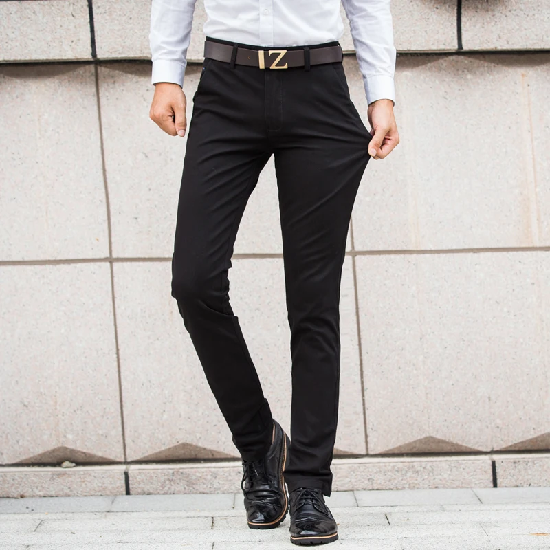 Men's Classic Casual Khaki Pants Men Business Dress Slim Fit Elastic Jogger Long Trousers Male Clothing Cotton Work Pant Black |