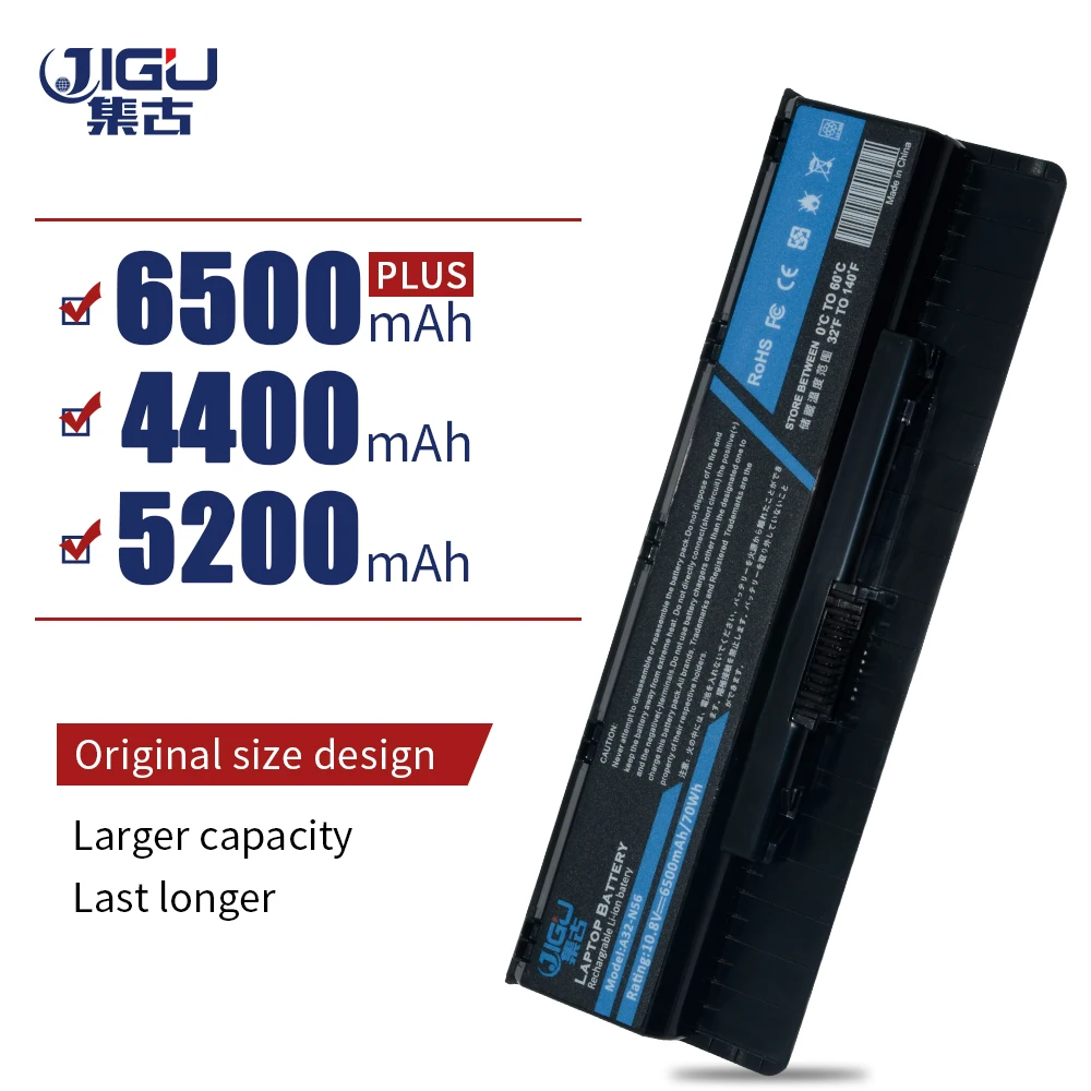 JIGU Laptop Battery For Asus N46 N56 N76 N46VJ N46VM N46VZ N56DP N56VJ N56VM N56VZ N76VJ R500VD N76VZ N76VM A32 6Cells|laptop battery|battery for