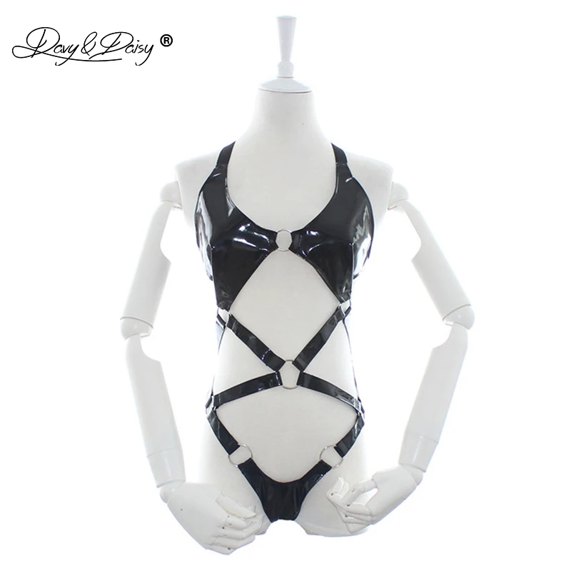 DAVYDAISY женские сексуальные боди корссы латексные с открытой спиной мокрые