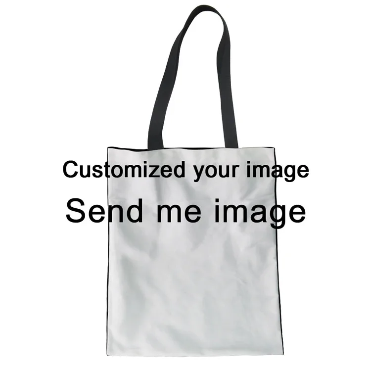 print your image Сумка в виде кота, сумка через плечо для женщин, сумка-шоппер из парусины, Повседневная Сумка-тоут для пользователей, bolsas feminina - Цвет: print your image