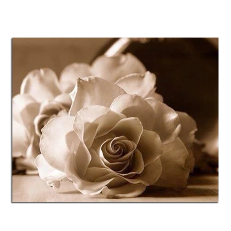 

Набор для алмазной вышивки «сделай сам», Белая роза, 40x50 см, 100%