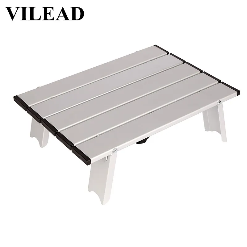 VILEAD портативный мини-стол для пикника для пляжа, кемпинга, путешествий 7075 Алюминиевый Сверхлегкий складной водонепроницаемый складной стол 40*29*12 см - Цвет: Sliver mini table