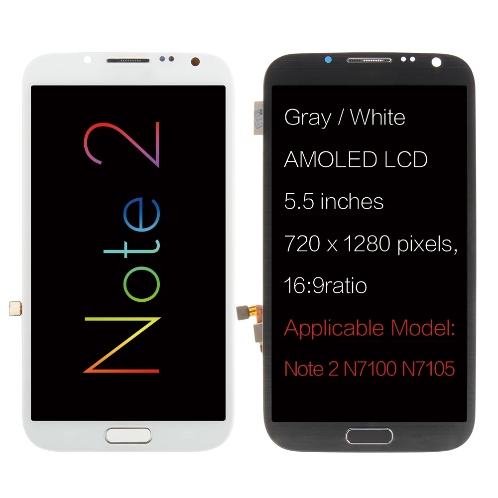 For Samsung Galaxy Note2 Note 2 N7100 Super AMOLED LCD Display Touch Screen Digitizer Full Assembly with Frame Glass Replacement | Мобильные