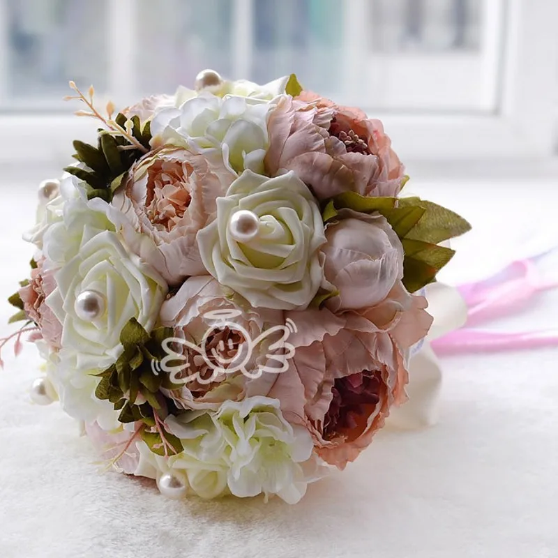 Винтажные Свадебные букеты 3 цветов розовые фиолетовые кофейные с кристаллами