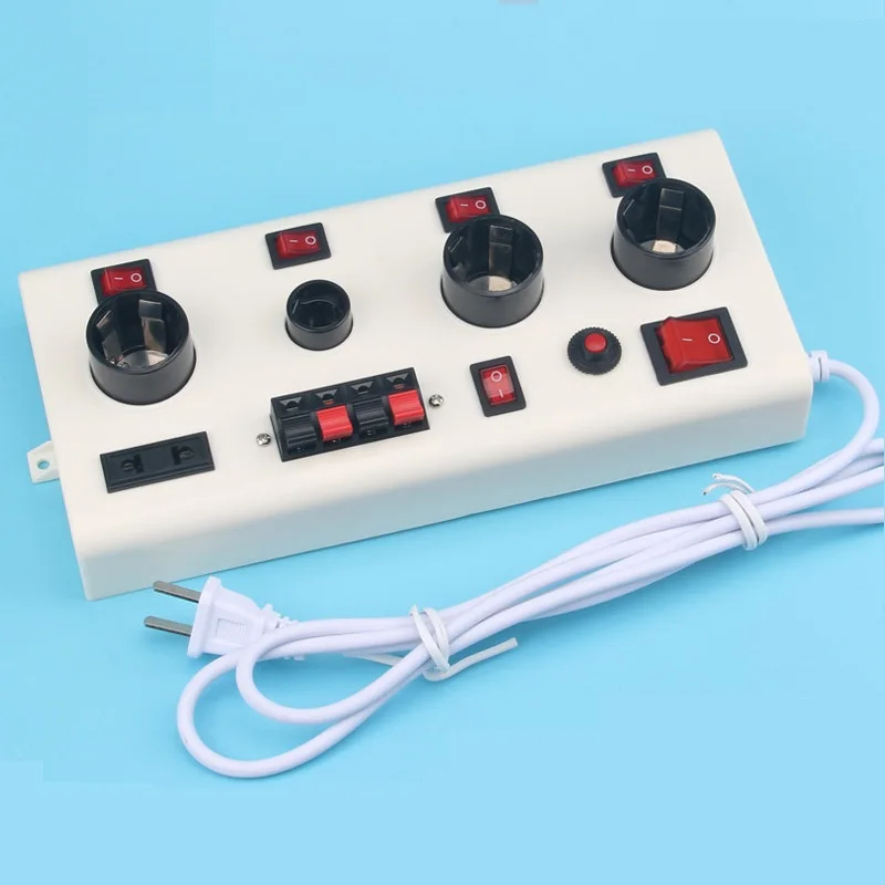 2шт e27+ 1 шт E14+ 4pin испытательный прибор для зажима+ 2pin гнездо+ 3а защита от перегрузки+ Главный переключатель Многофункциональный E14 или E27 держатель лампы тестовый инструмент - Цвет: US CN PLUG