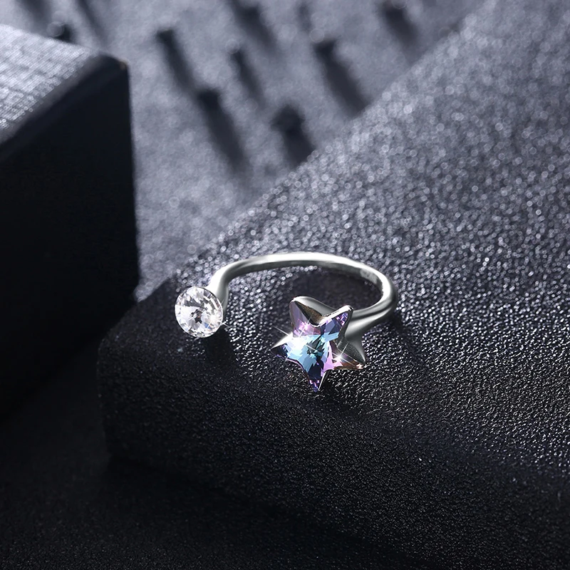 Легкие кристаллы Swarovski синяя фиолетовая бабочка тонкая серебряная пробы для