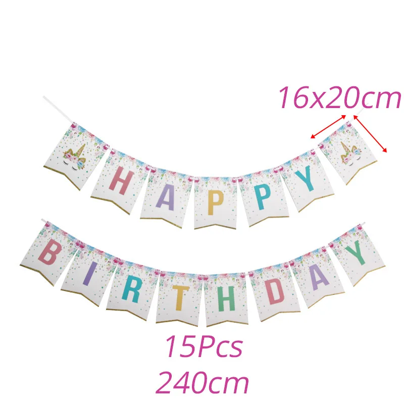 banner WEIGAO Unicornio Юбилей Декор одноразовая посуда для Единорог День рождения украшения детей Baby Shower Декор поставки - Цвет: banner