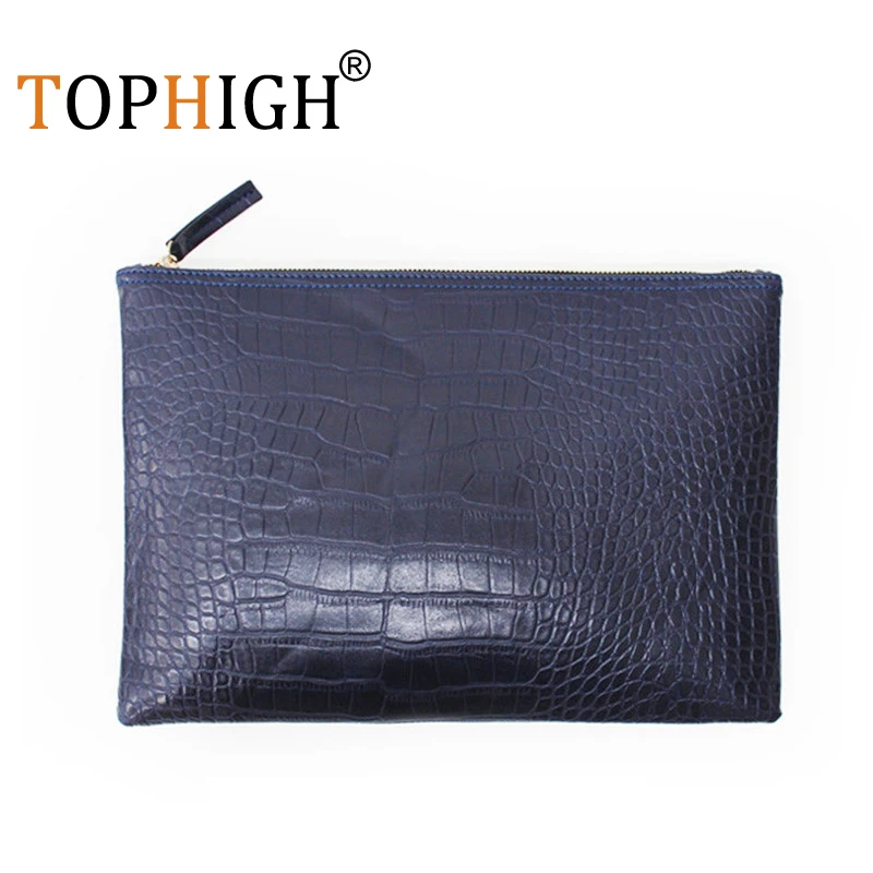 Женские винтажные сумки TOPHIGH из спилка сумка-конверт через плечо с крокодиловым