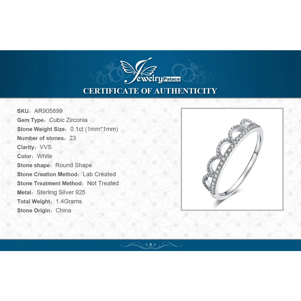 JewelryPalace Королевский queen Корона Цирконий Юбилей обещание обручальное кольцо 925 пробы серебро для Для женщин как красивые подарки