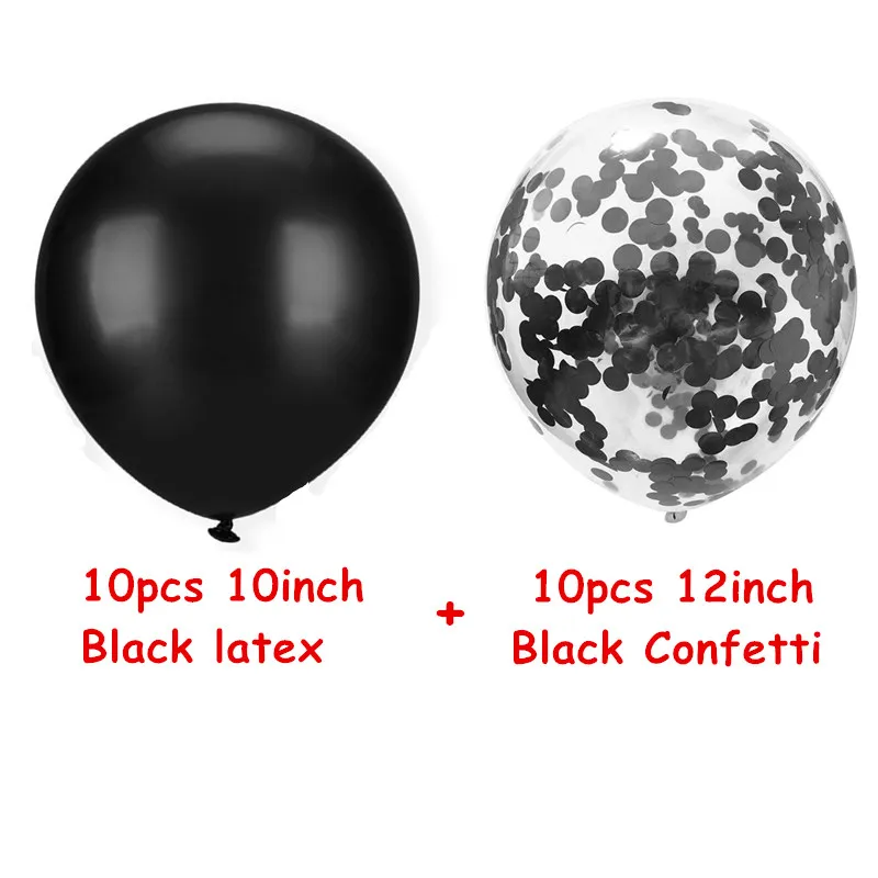 20pcs Black Set 20шт бордовые розовые и золотые воздушные шары набор Конфетти День Рождения хром шар Свадебные украшения дети металлические шары - Цвет: 20pcs Black Set
