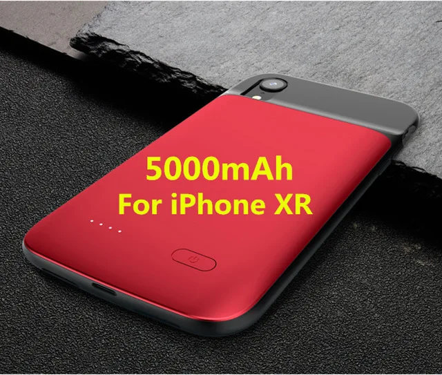 Red KQJYS 5000 мАч чехол для внешнего аккумулятора жидкий Силиконовый противоударный чехол для зарядного устройства для iPhone XR power Bank чехол для зарядки - Цвет: Red