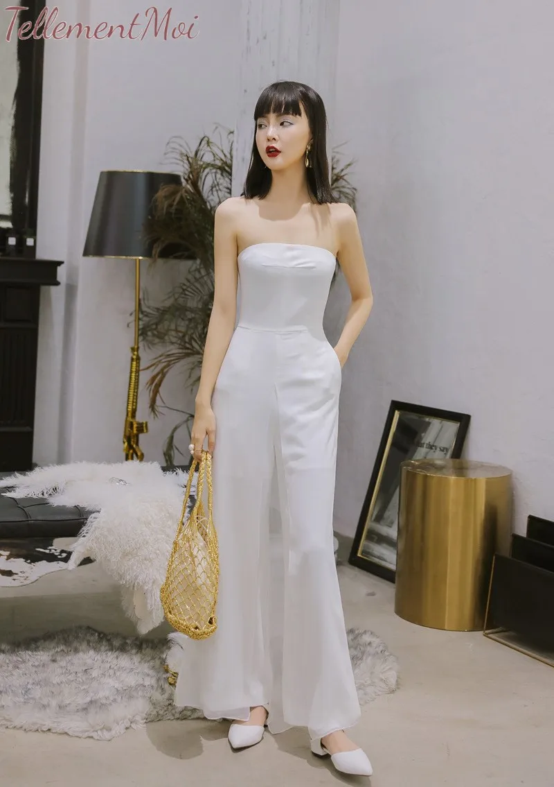 Bodycon Jumpsuit Women Elegant Wide Leg Off Shoulder High Waist Jumpsuits Solid One Piece Rompers Pants Celebrity Party Playsuit | Женская