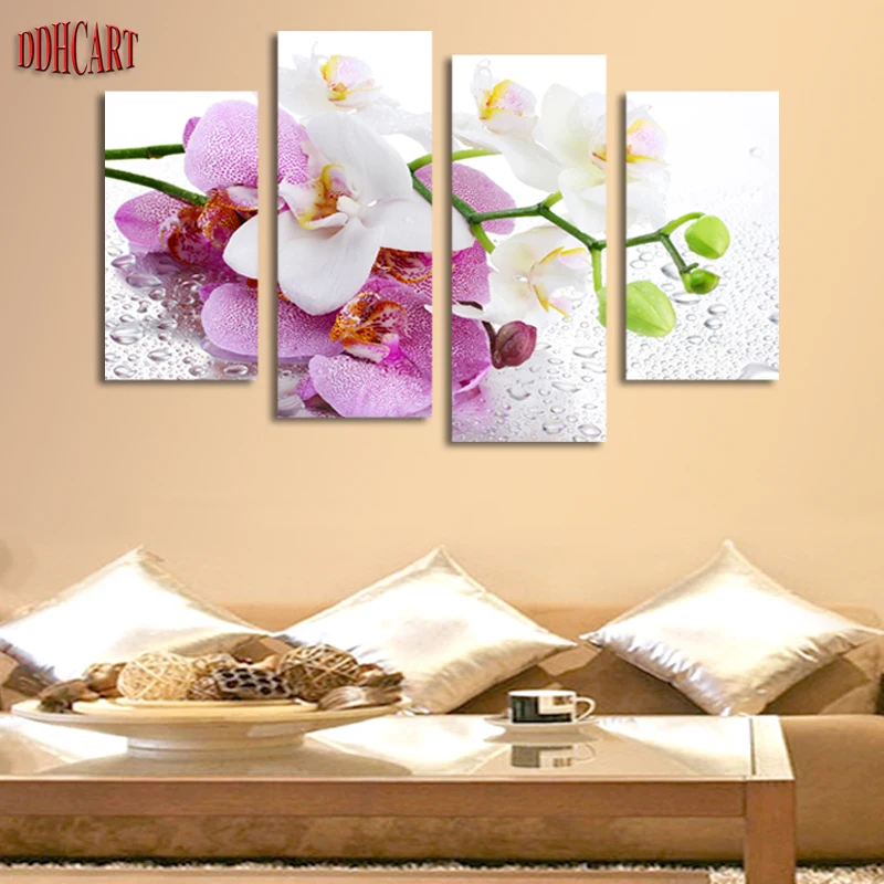 4 Piece/Set Beautiful Butterfly Orchid Picture Canvas Painting Artwork Wall Art Printed painting Decoration Poster | Дом и сад