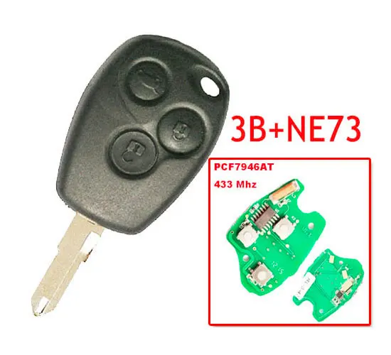 

Free shipping 3 Button Remote Key With 7946 Chip Round Button With NE73 Blade for Renault 5pc/lot