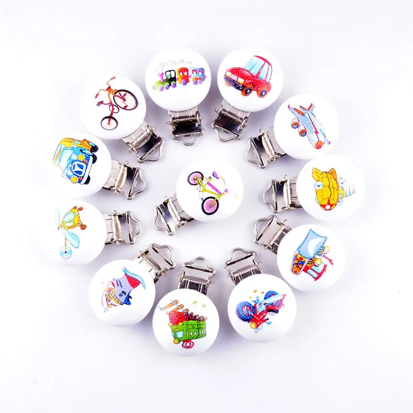 5 шт. зажимы для соски смешанные узоры деревянные металлические держатели