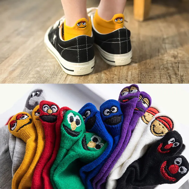 Женские носки Kawaii с вышивкой и надписью Happy Fashion забавные носочки Короткие