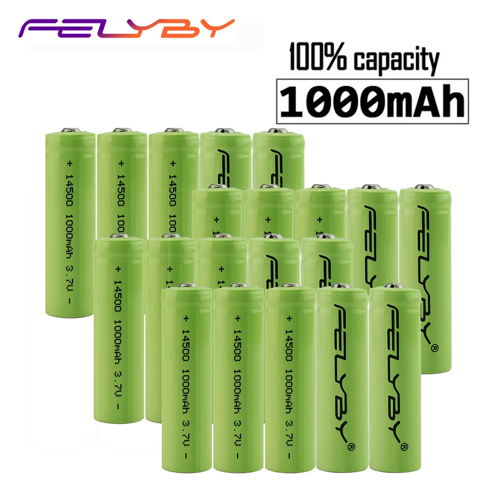 FELYBY 2 20 шт. оригинальная Высококачественная литий ионная батарея AA 3 7 V 14500 1000mAh