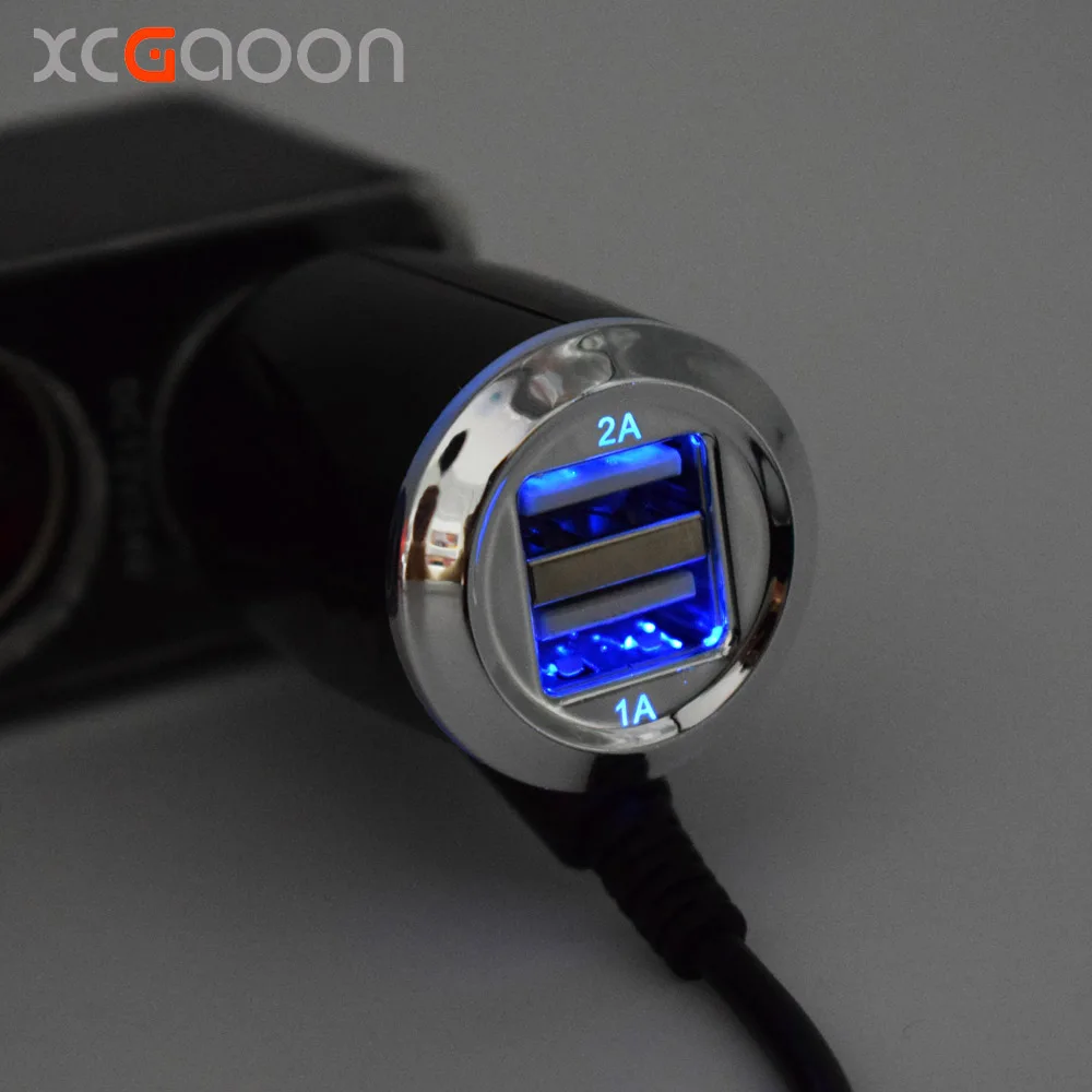 XCGaoon 3,5 мм Порты и разъёмы автомобиля Зарядное устройство для автомобиля Антирадары/gps вход 12V Выход 12V 1.5A с 2 портами(стандарт Порты и разъёмы 5V 3A, кабель Длина 3,5 м