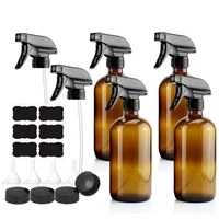 4 pack 500ml amber glass spray bottle with trigger sprayer for essential oils cleaning aromatherapy 16 oz empty refillable brown