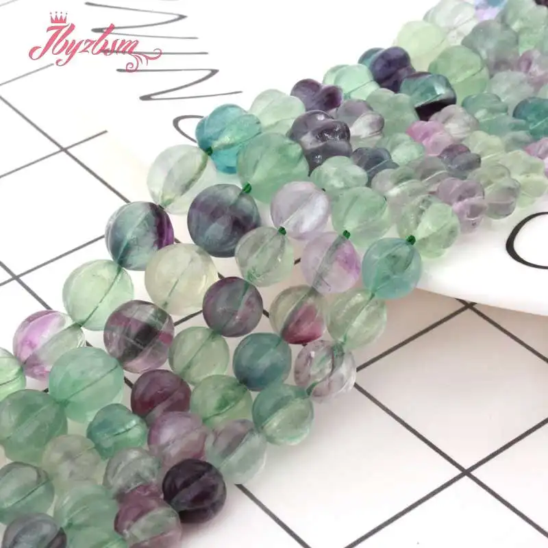 8mm,10mm Smooth Multicolor Pumpkin Fluorite Beads Natural Stone Beads For Necklace Bracelets Jewelry Making 15
