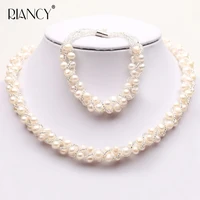 3 colors natural freshwater pearl jewelry sets real pearl necklace bracelet jewelry sets for women