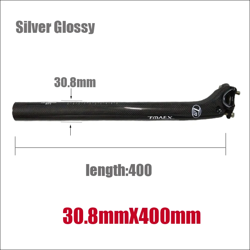 Silver 308dmmx400mm TMAEX-углерода подседельный штырь 27,2/30,8/31,6*350/400 мм углерода велосипед Запчасти Mtb/ велосипед подседельный дорога обратно Drift углерода подседельный штырь - Цвет: Silver 308dmmx400mm