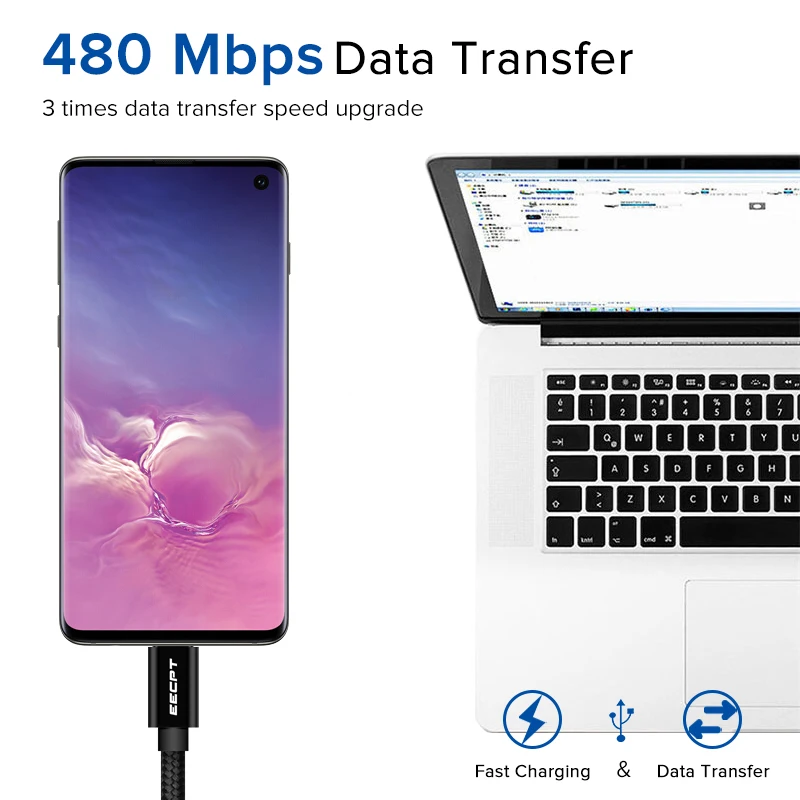 Кабель EECPT USB Type C зарядный кабель для мобильного телефона быстрой зарядки данных