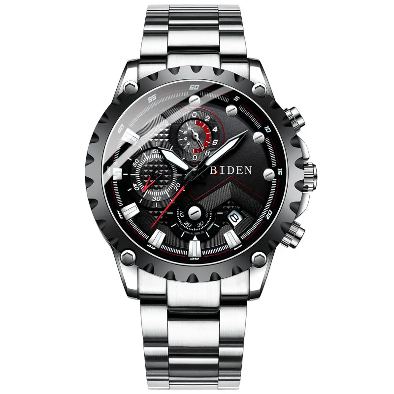 BIDEN Watch Men Fashion Sport Quartz Clock Mens Watches Top Brand Luxury Full Steel Business Waterproof Relogio Masculino | Наручные часы