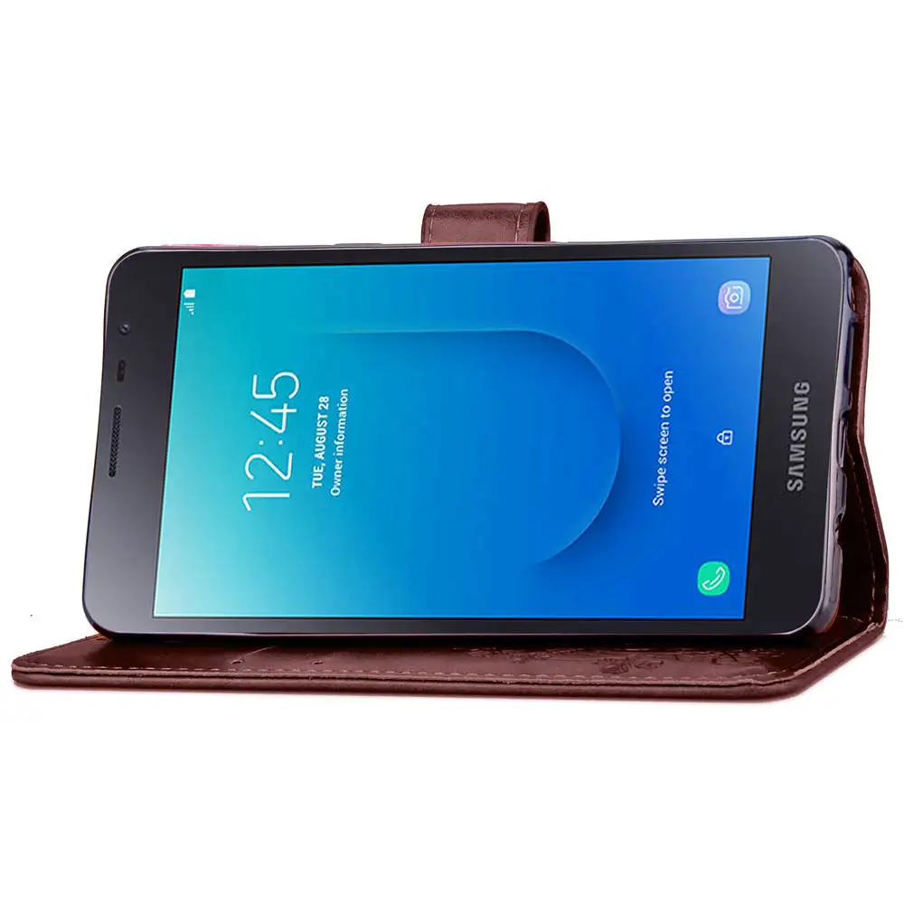 J260 выбитая скульптура чехол для Samsung Galaxy J2 Core кожаный чехол флип стенд чехлы для телефонов, визитницы черный J260A SM J2Core 260
